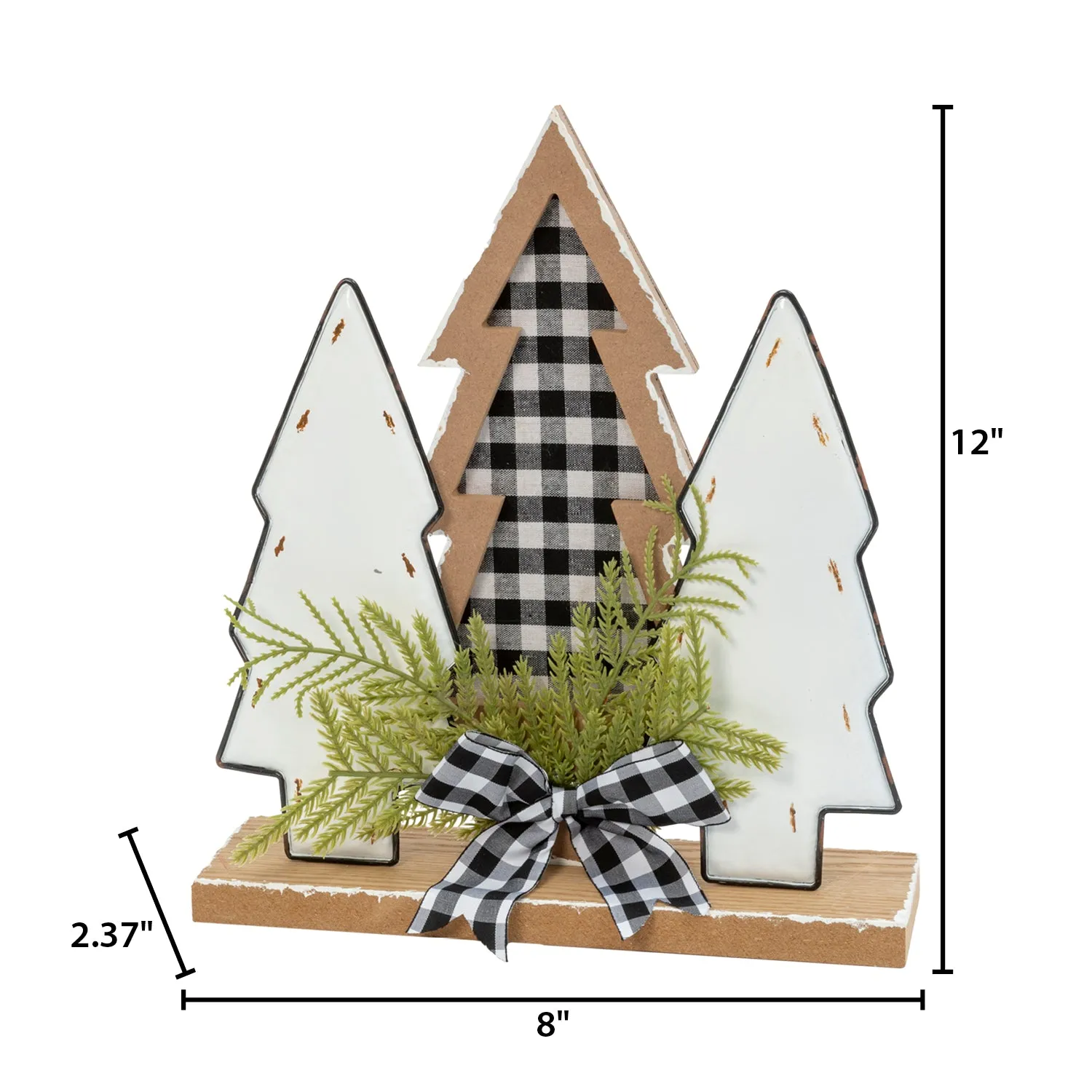12-in H Wood Holiday Trees with Pine & Bow Accent