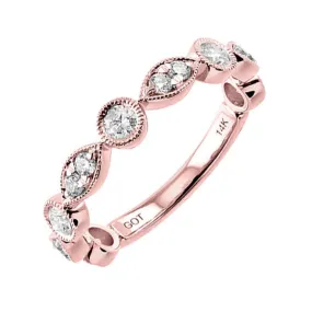 14KT Pink Gold & Diamond Stackable Fashion Ring  - 5/8 ctw