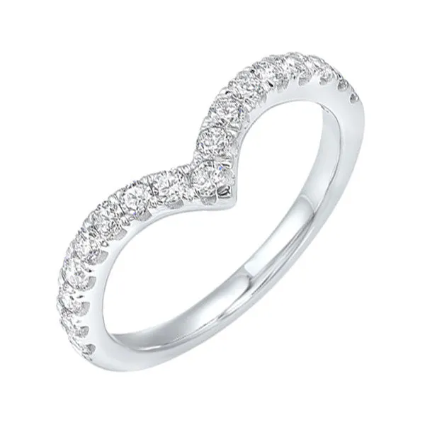 14KT White Gold & Diamond Classic Book Chevron Fashion Ring   - 1/3 ctw
