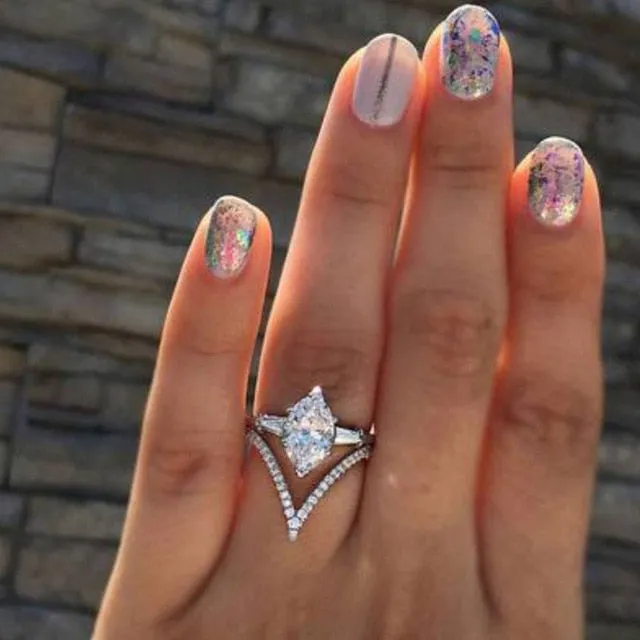 17IF Fashion Engagemen Zircon Crystal Rings Womens Girls Silver Filled Wedding Ring Set Lover Wedding Jewelry Party Gift 2020