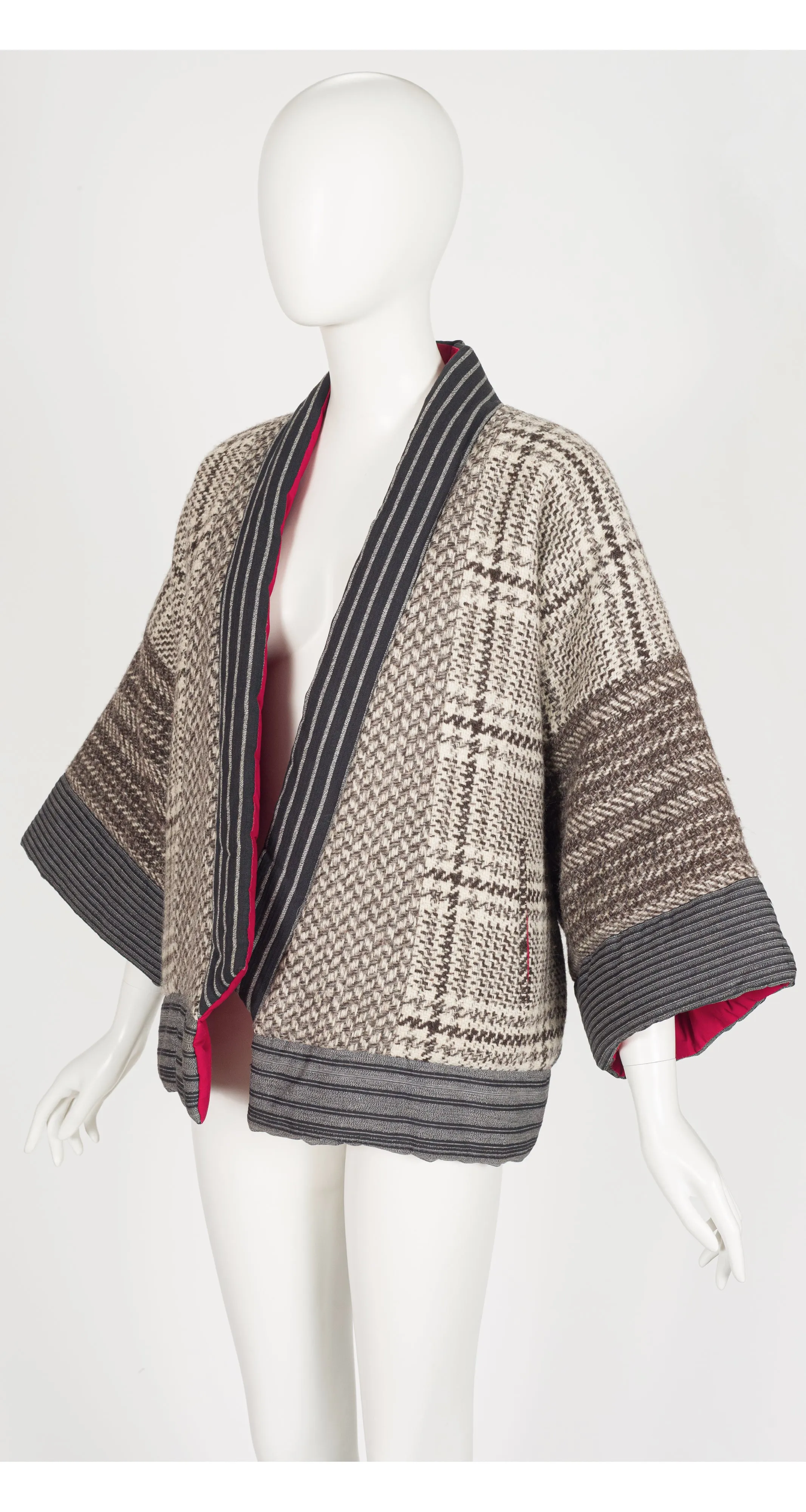 1983-84 F/W Wool Tweed Quilted Kimono Jacket