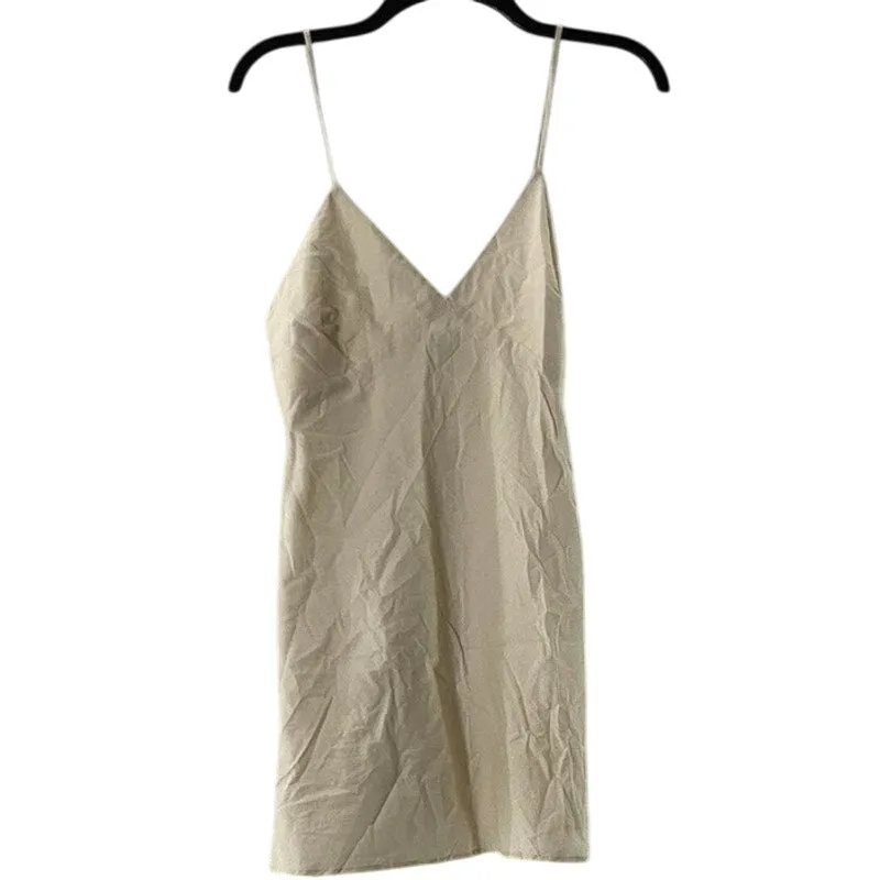 ALICE MCCALL Women's Beige V-Neck Adjustable Strap Mini Slip Dress SZ 4