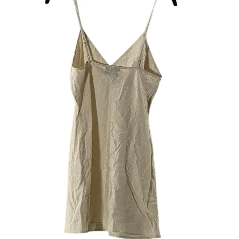 ALICE MCCALL Women's Beige V-Neck Adjustable Strap Mini Slip Dress SZ 4