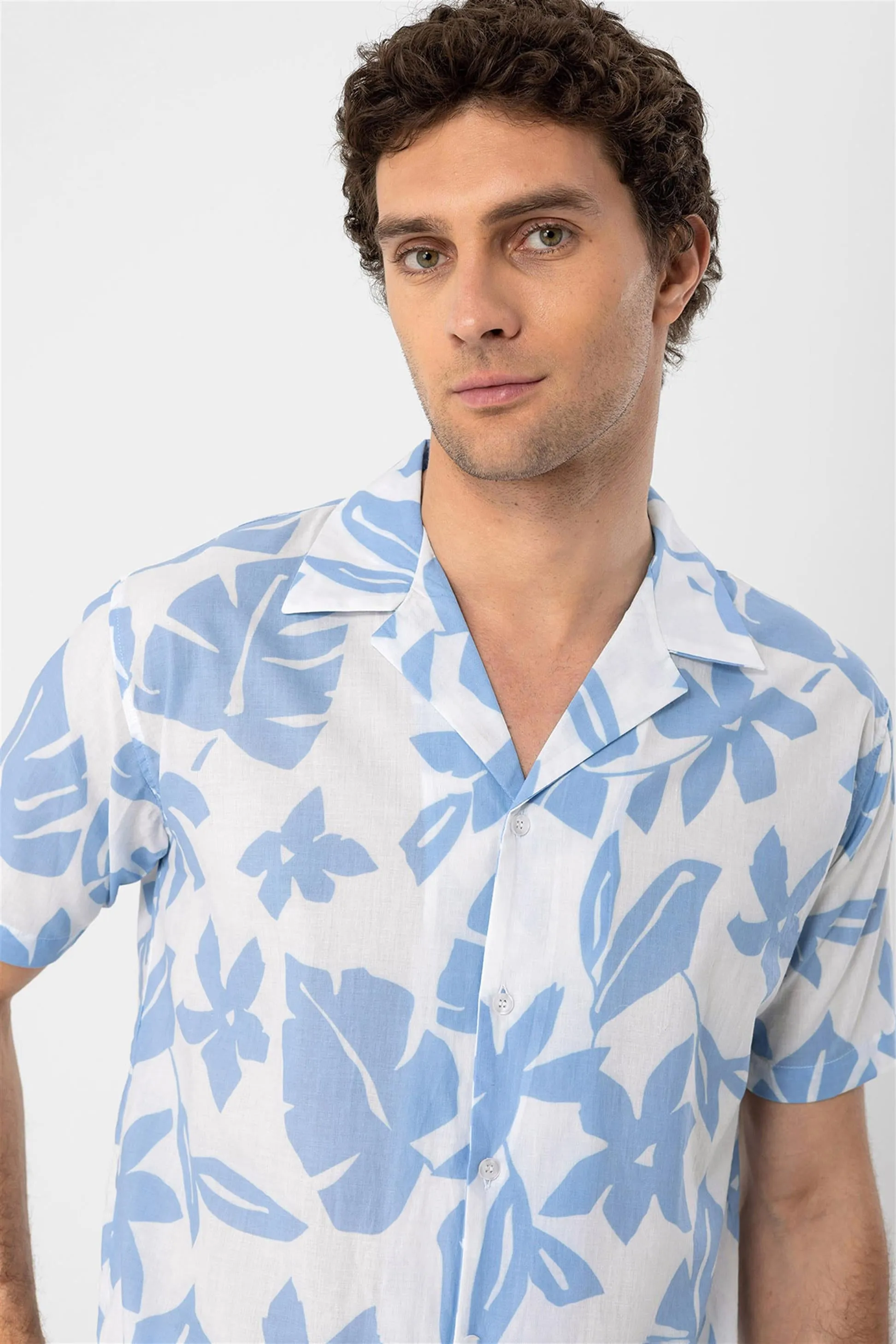 ANT Floral Patterned Top Collar Men's Shirt - Krefeld