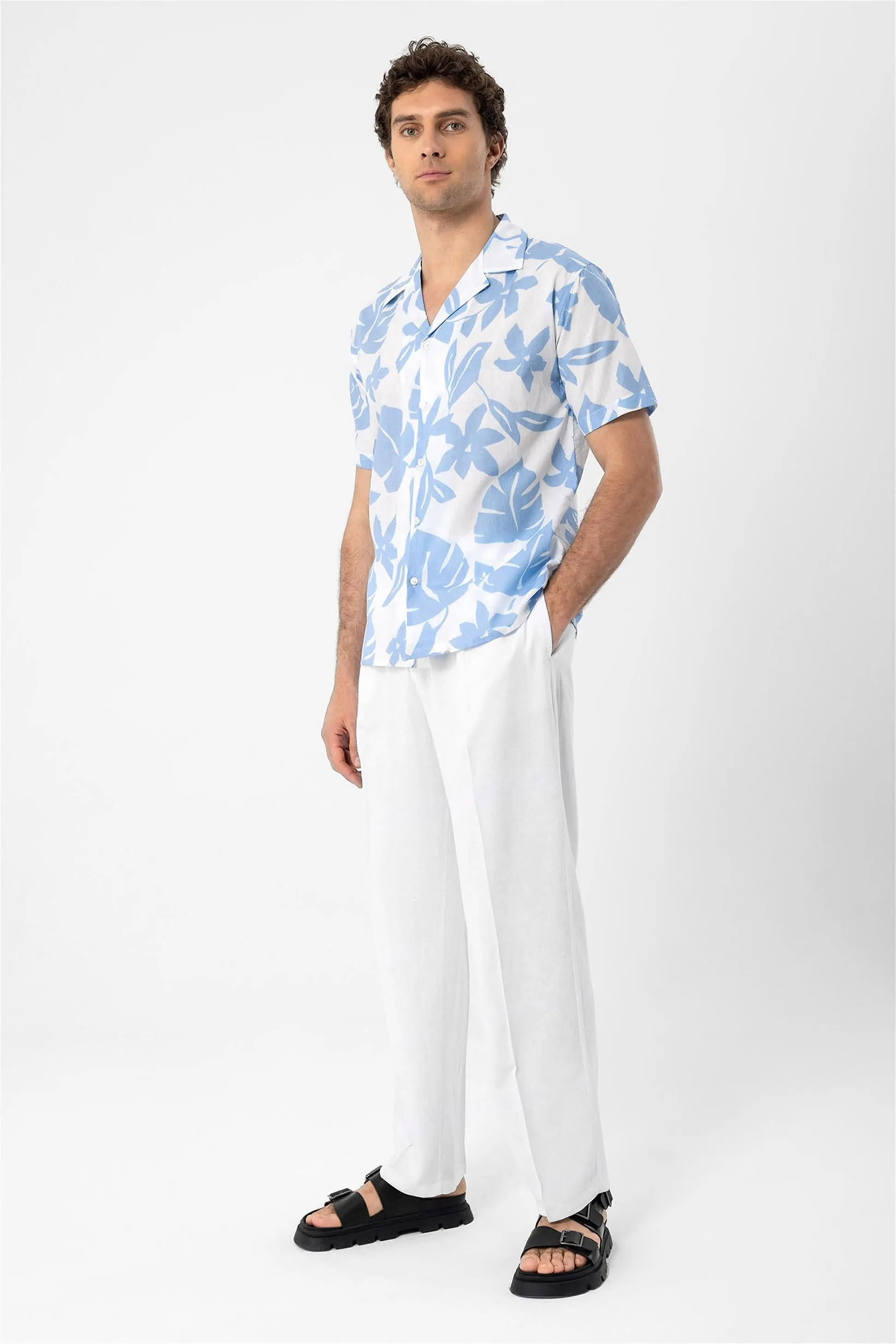 ANT Floral Patterned Top Collar Men's Shirt - Krefeld