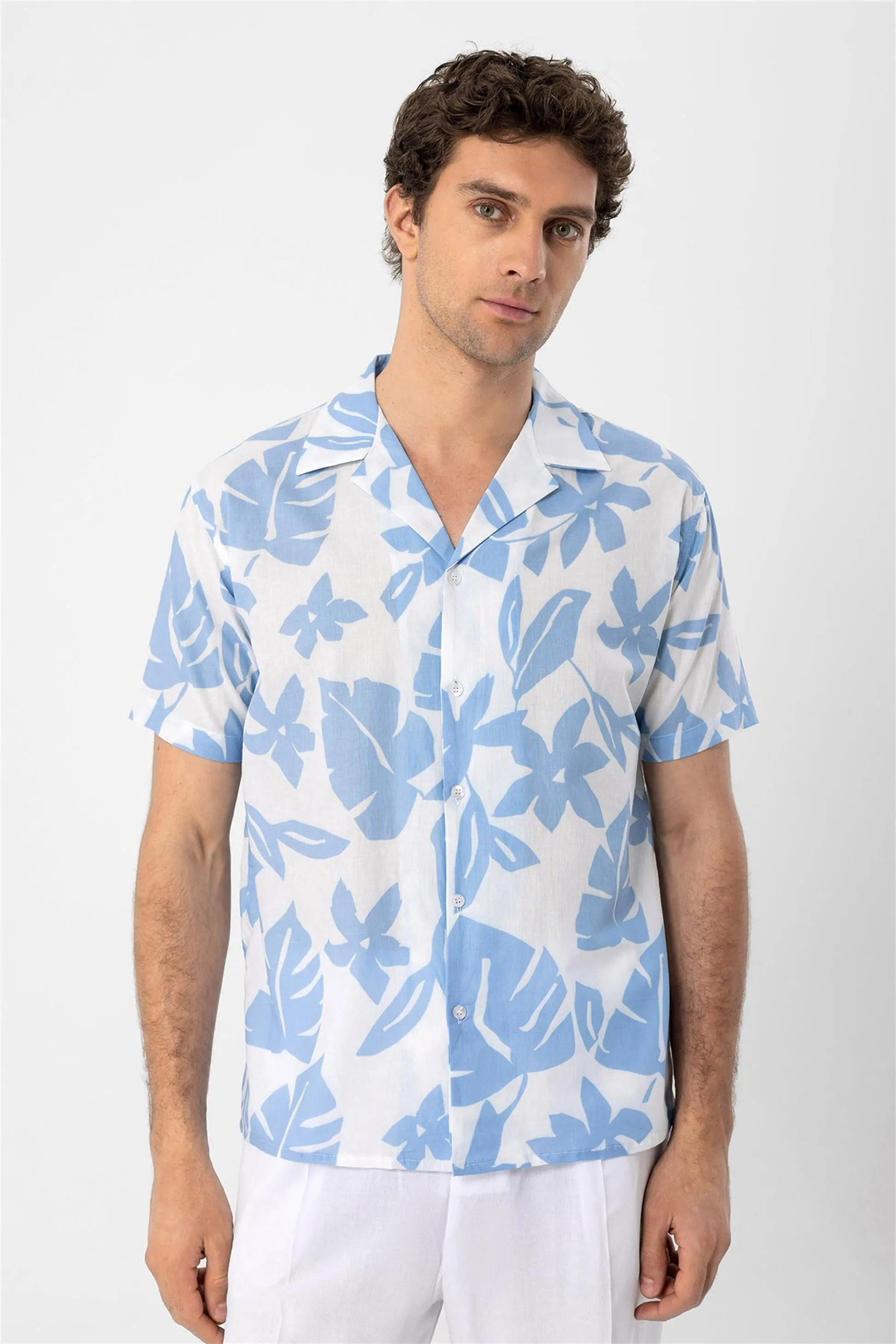 ANT Floral Patterned Top Collar Men's Shirt - Krefeld
