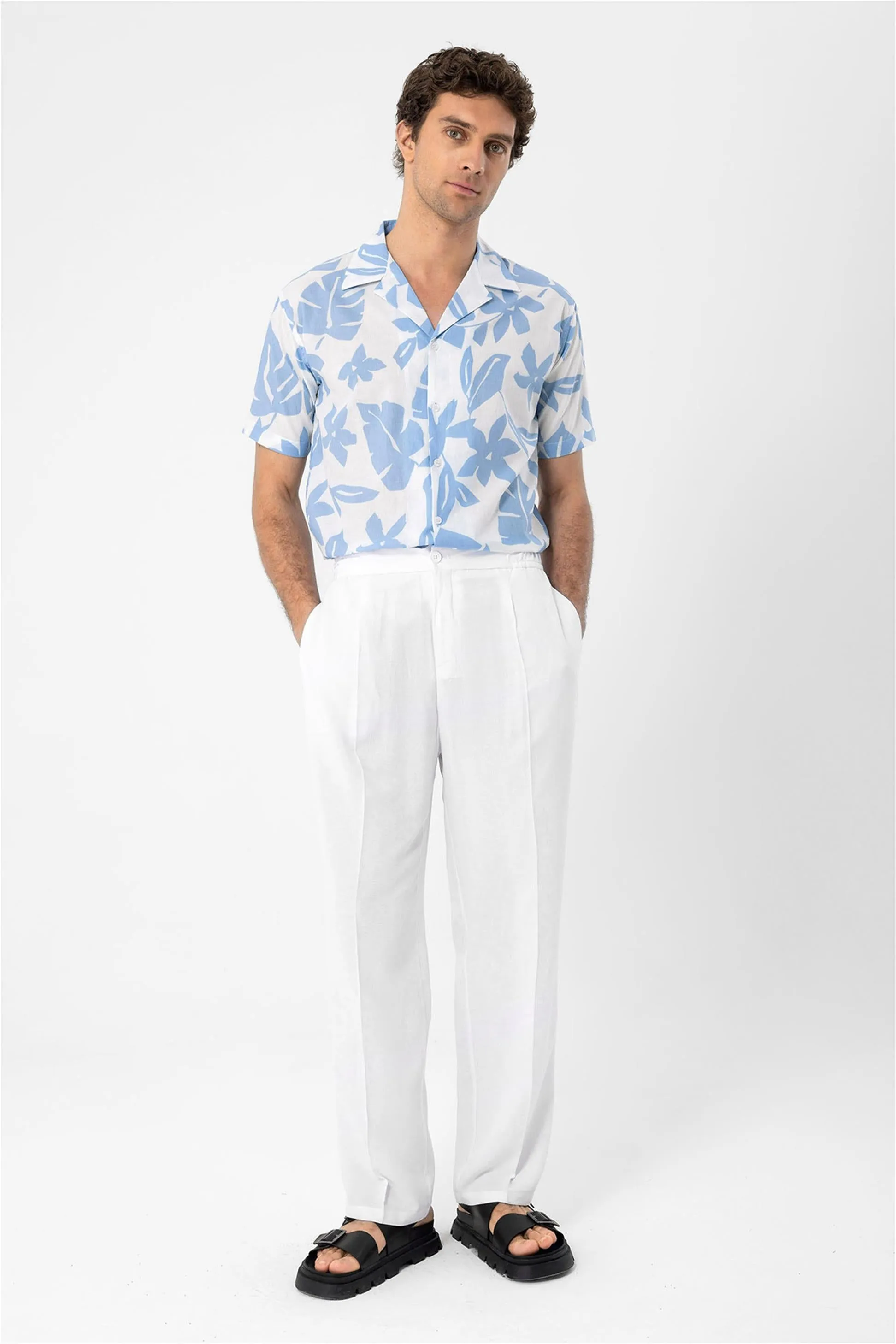 ANT Floral Patterned Top Collar Men's Shirt - Krefeld