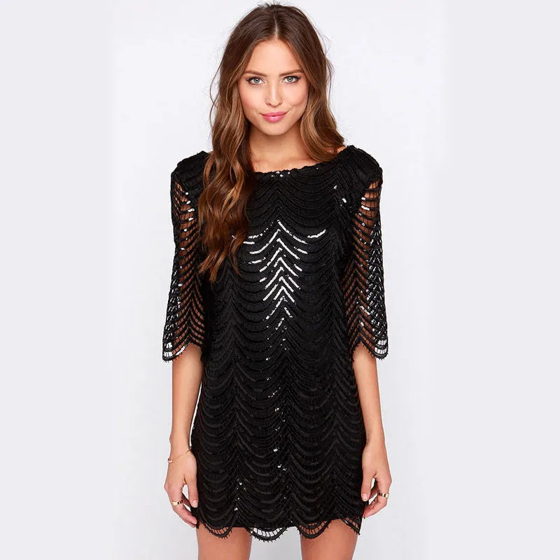 Backless Golden Sequin Dress