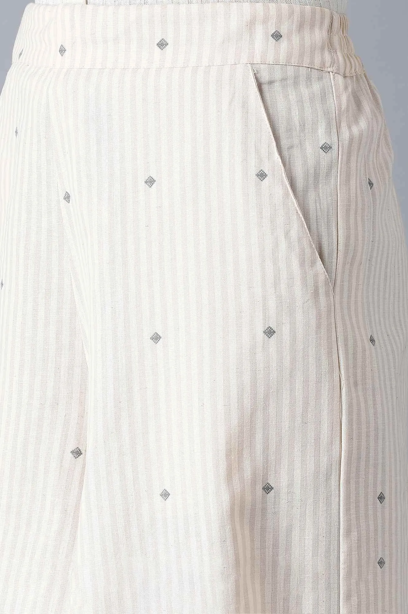 Beige Printed Flared Pants
