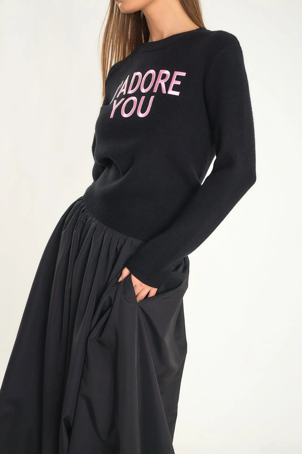 Belted Blouson Midi Skirt