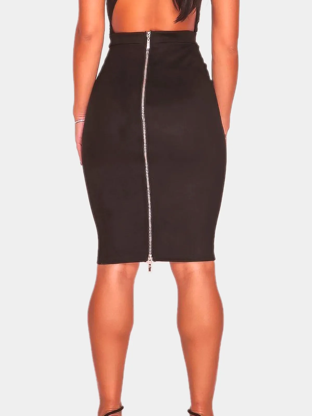 Black Suede Midi Skirt