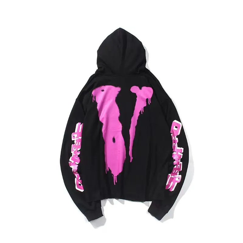 Bone Vlone Hoodie Skull Dissolved Purple Big V Hooded Sweater Men's and Women's Coats