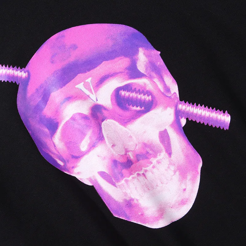 Bone Vlone Hoodie Skull Dissolved Purple Big V Hooded Sweater Men's and Women's Coats