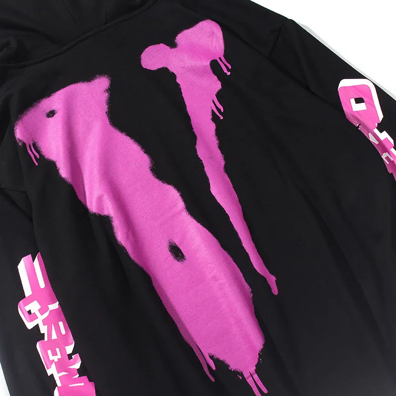 Bone Vlone Hoodie Skull Dissolved Purple Big V Hooded Sweater Men's and Women's Coats