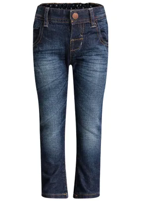 Boys Toddlers Blue Stonewash Cotton Slim Fit Denim Jeans