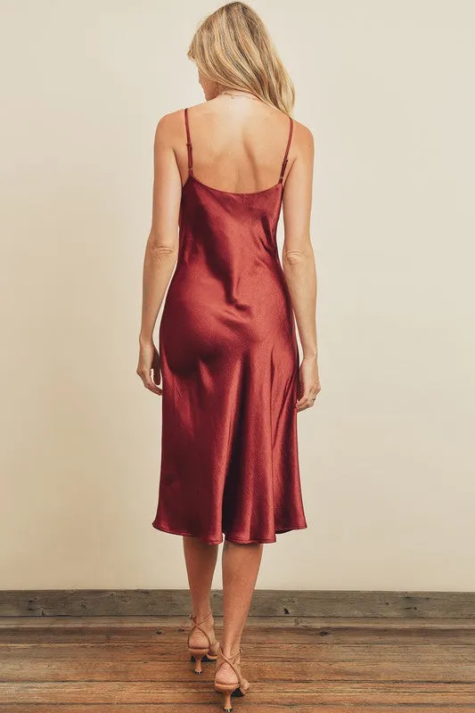 Burnt Sienna Satin Slip Dress