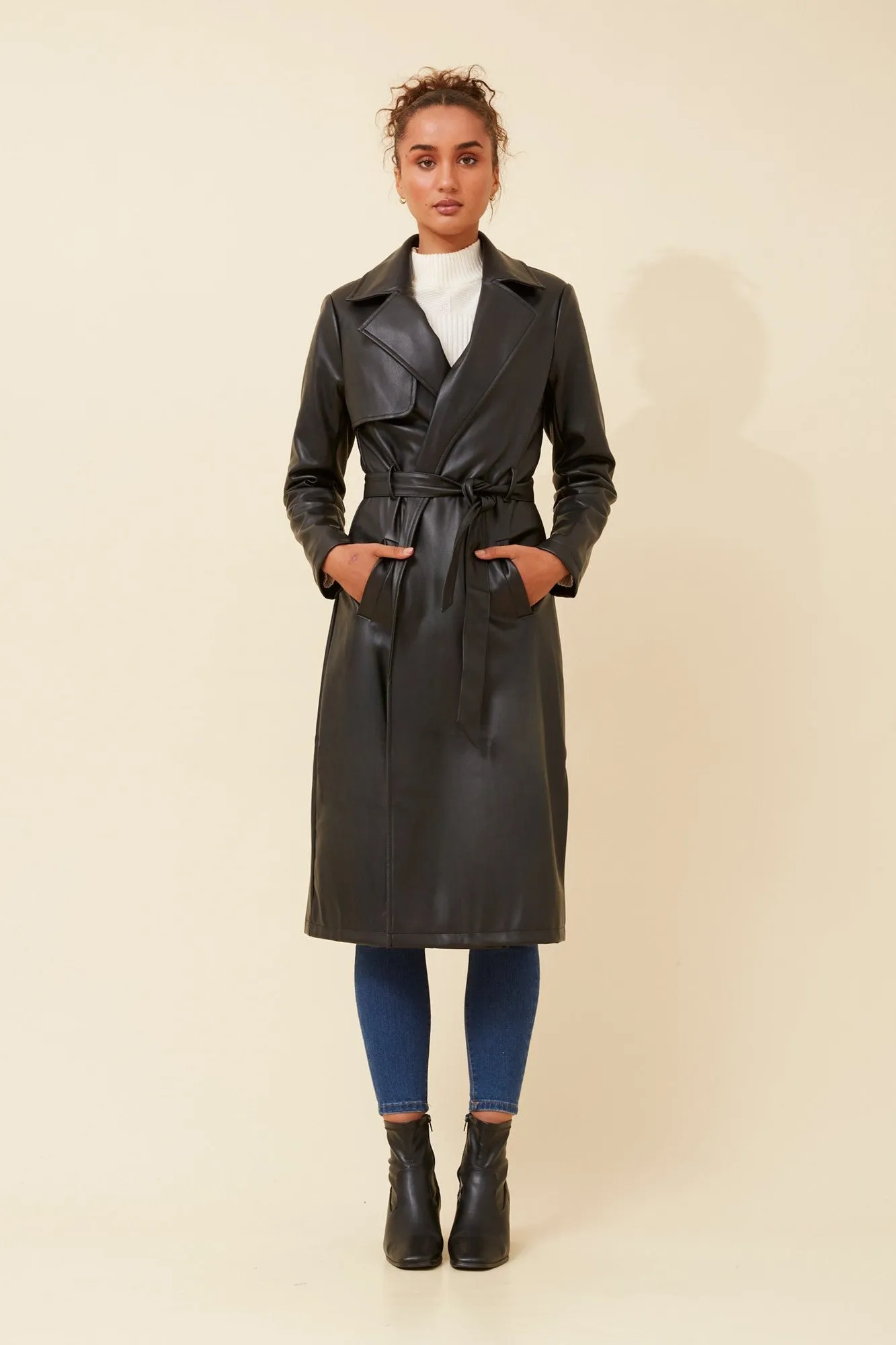 CARTIA FAUX LEATHER COAT