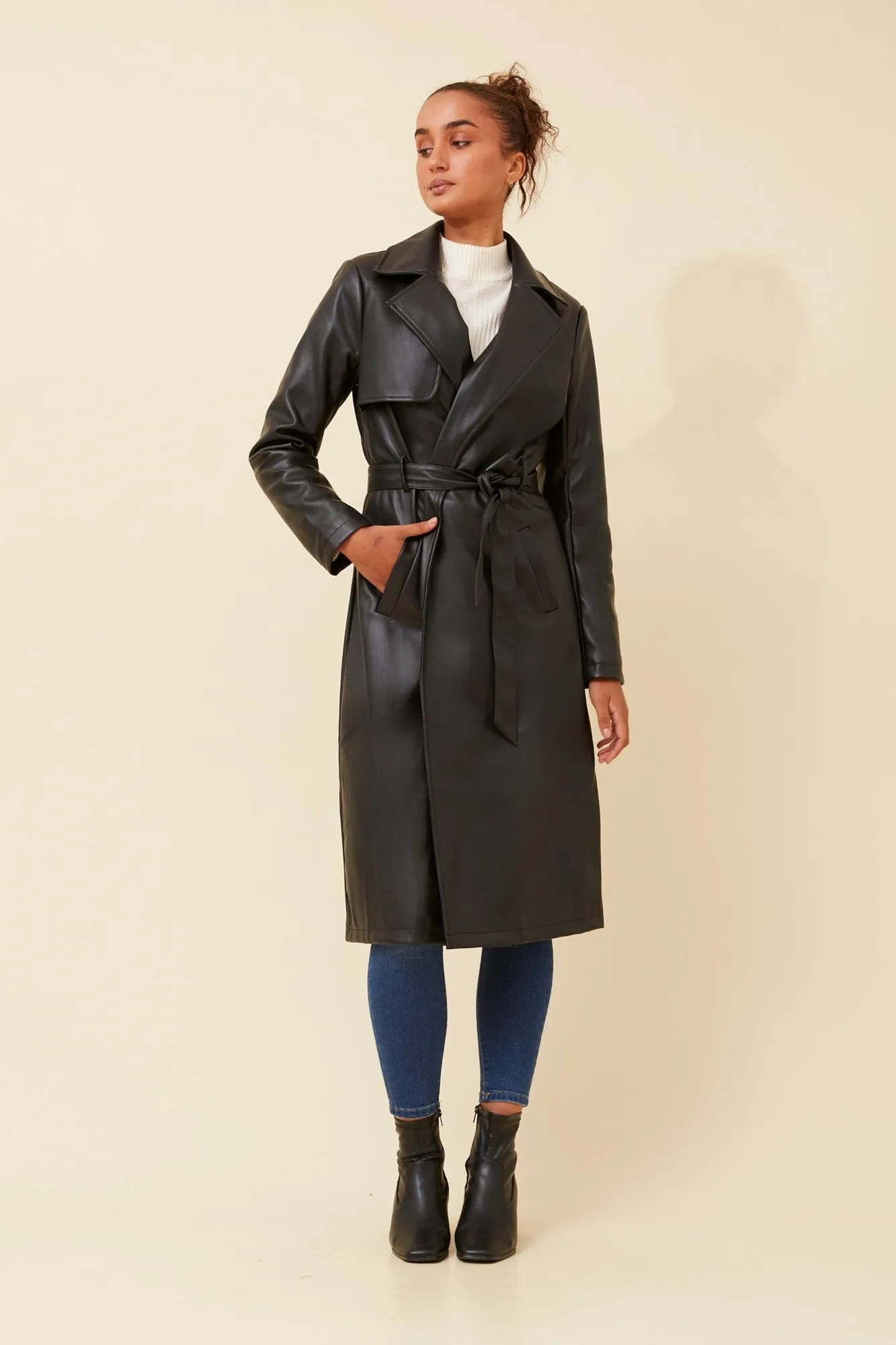 CARTIA FAUX LEATHER COAT
