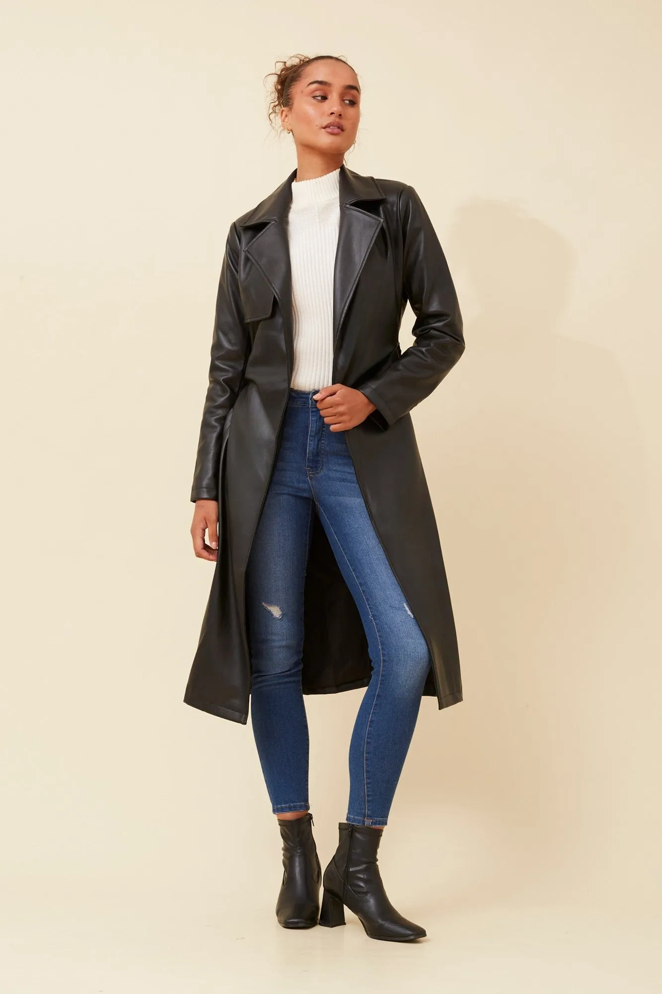 CARTIA FAUX LEATHER COAT