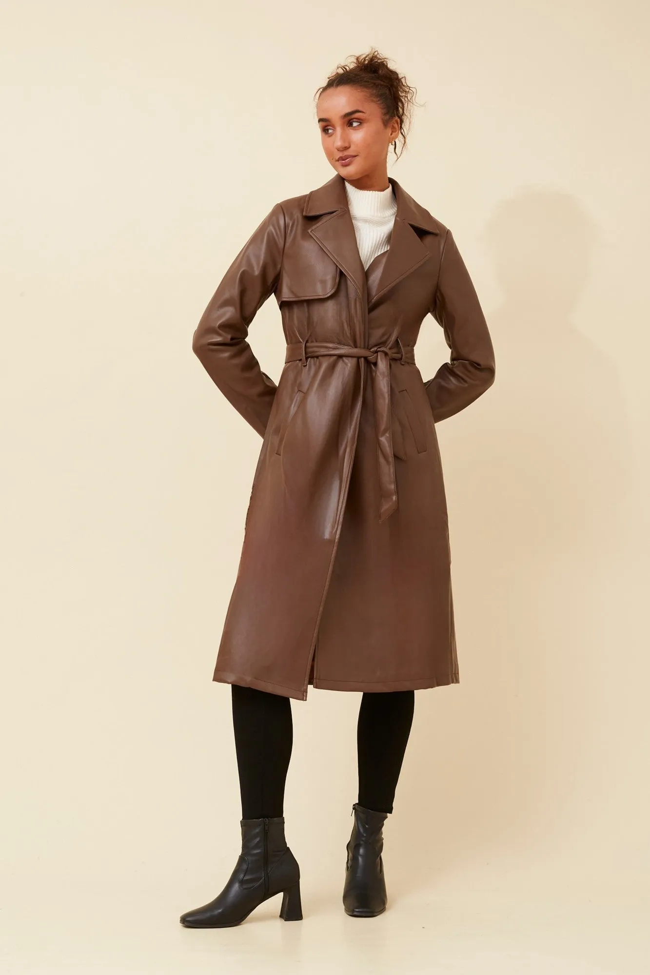 CARTIA FAUX LEATHER COAT