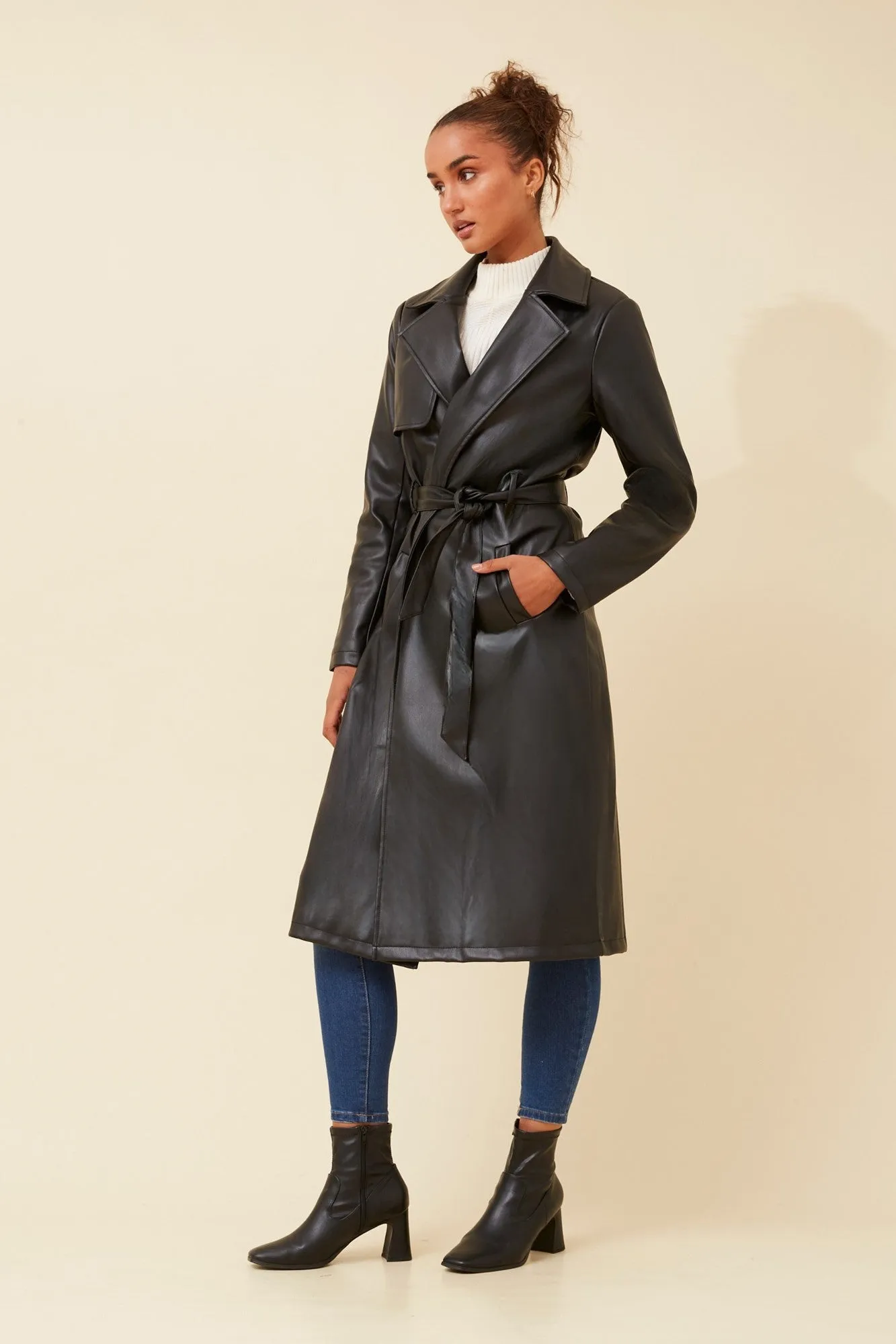 CARTIA FAUX LEATHER COAT