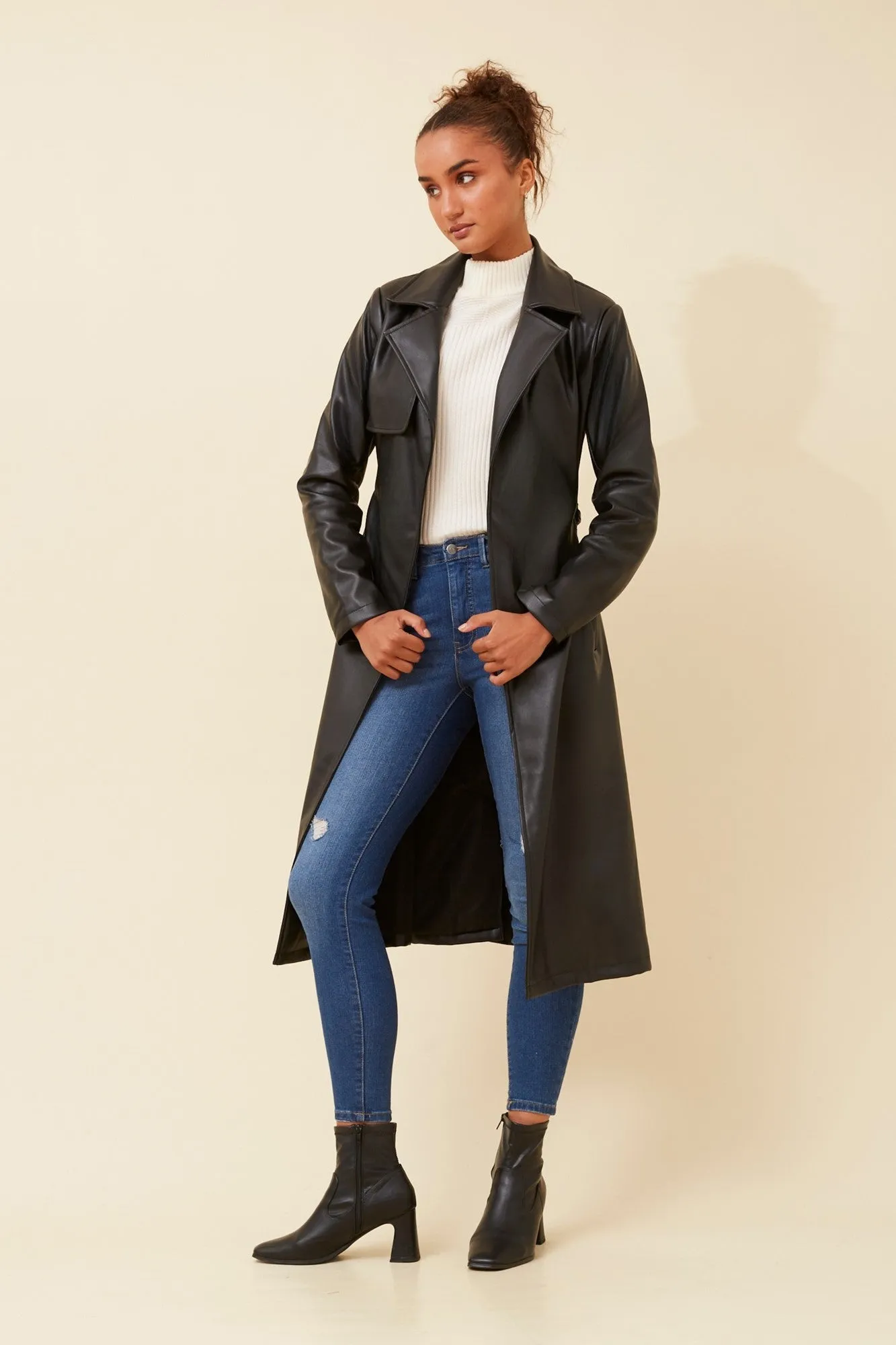CARTIA FAUX LEATHER COAT