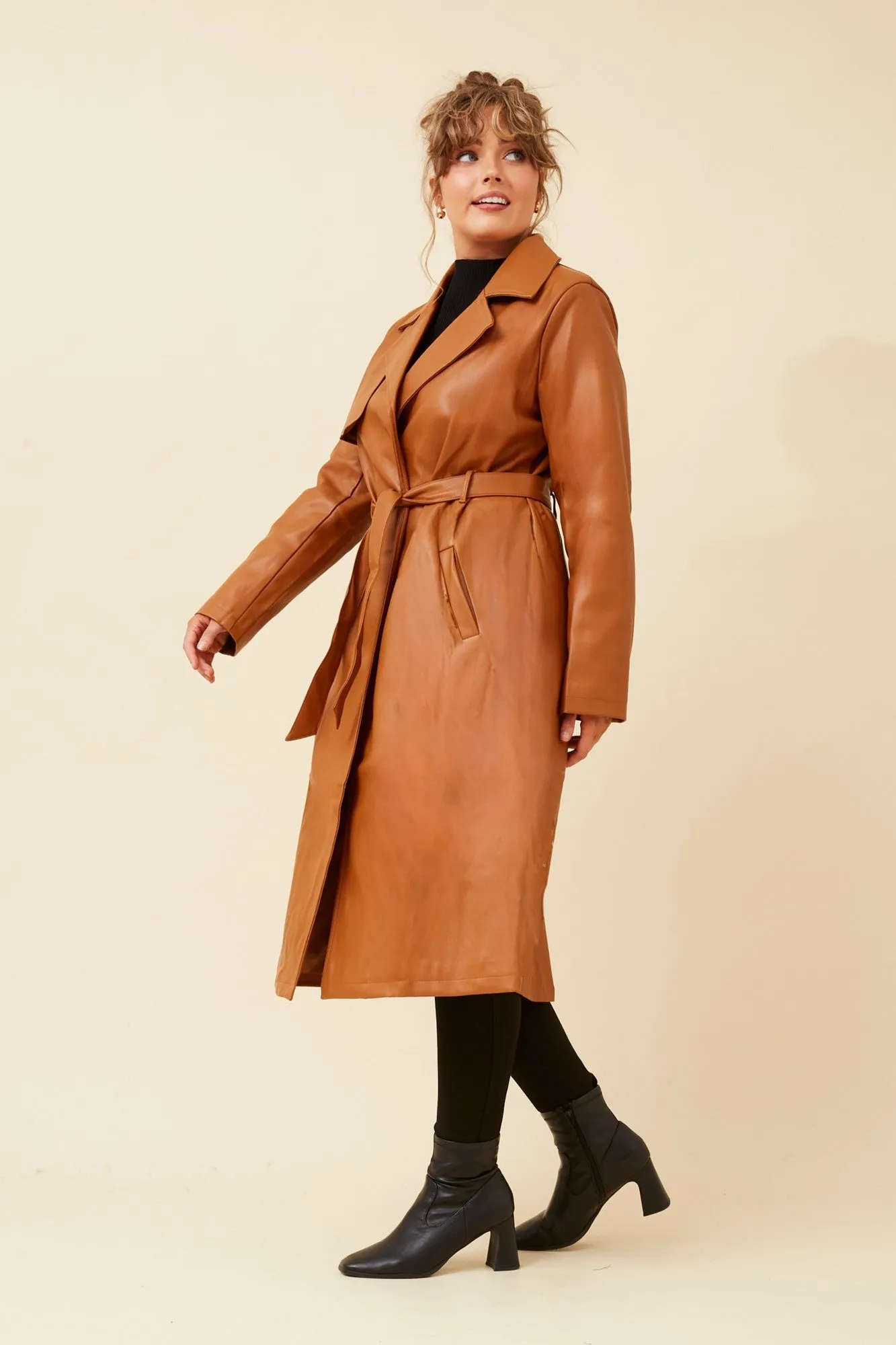 CARTIA FAUX LEATHER COAT