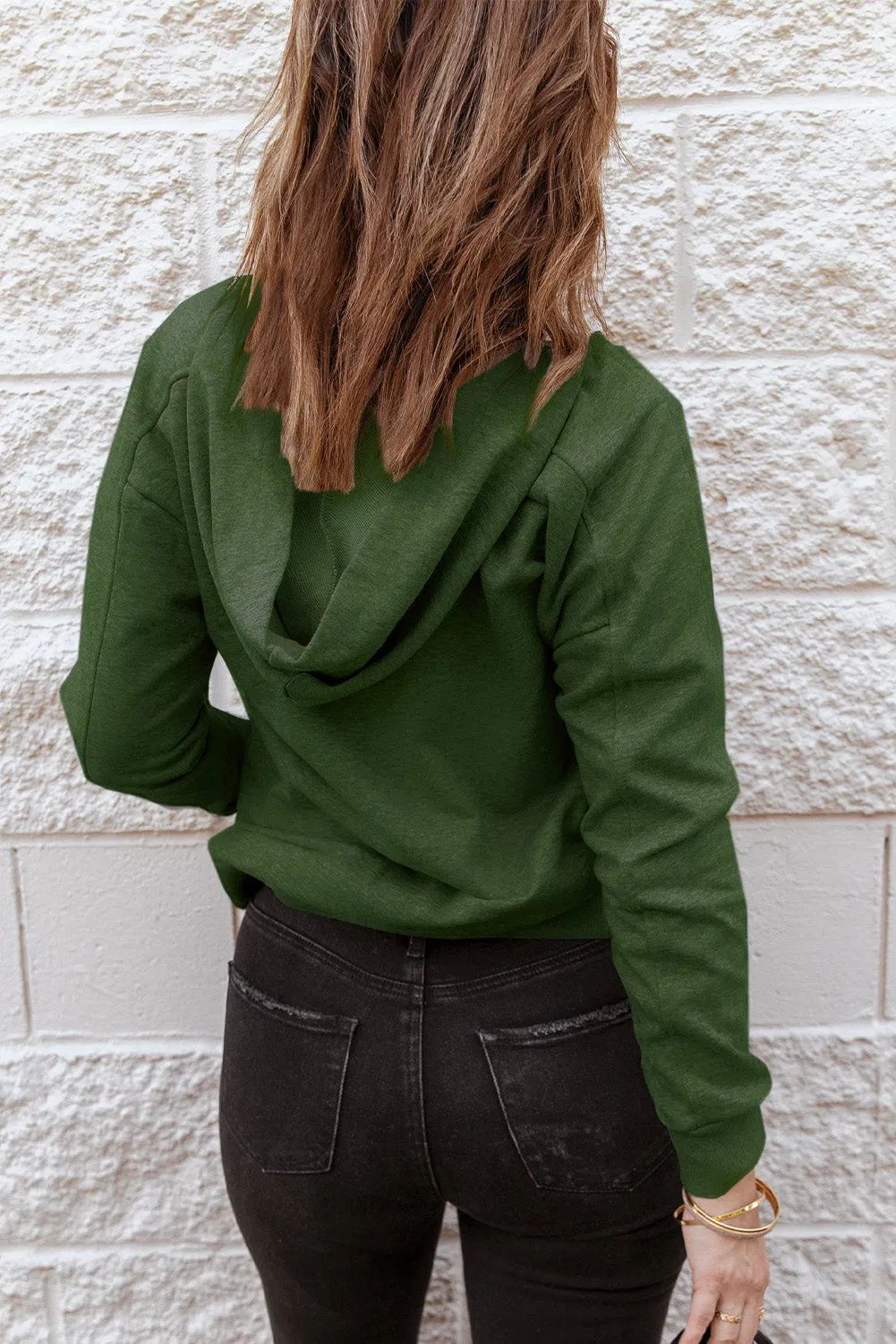 Casual Solid Color Lace-Up Hoodie