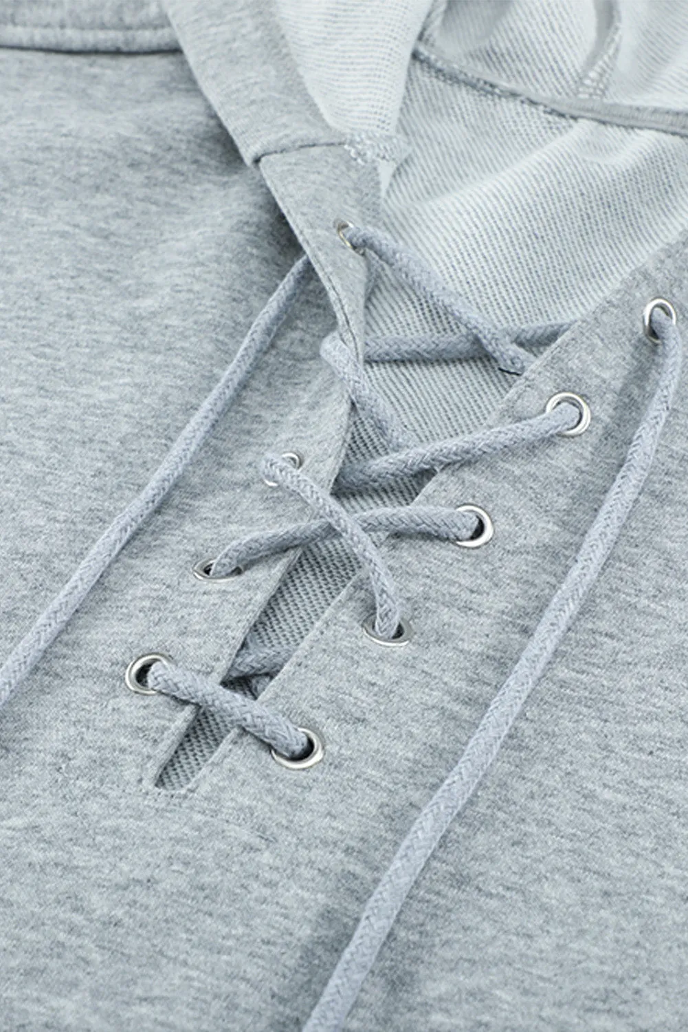 Casual Solid Color Lace-Up Hoodie