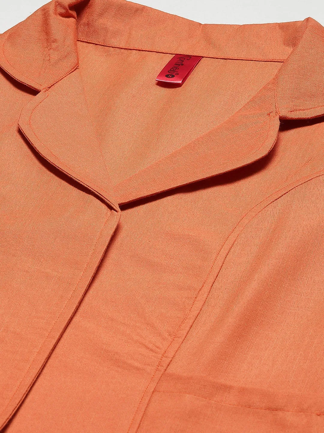 Cottinfab Women Orange Open Front Jacket