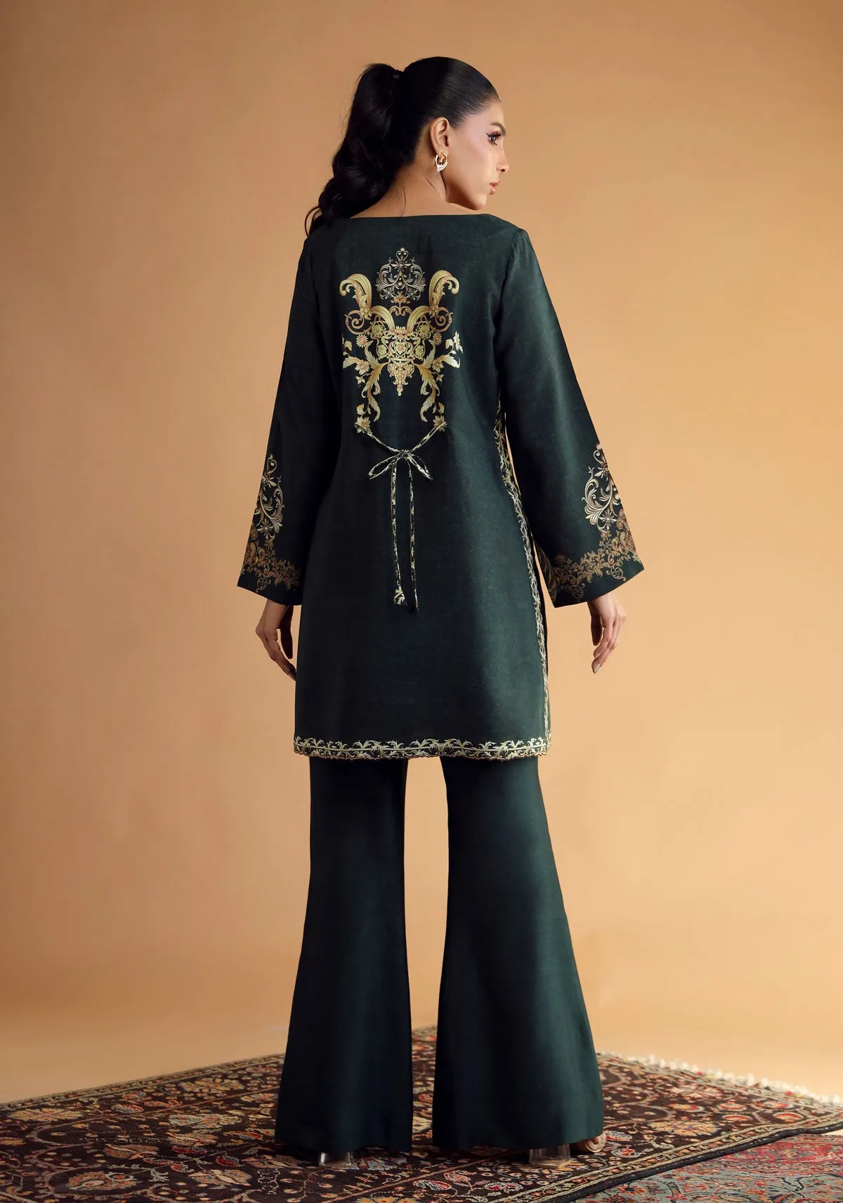 Dark Green Straight-Cut Full Set Tunic