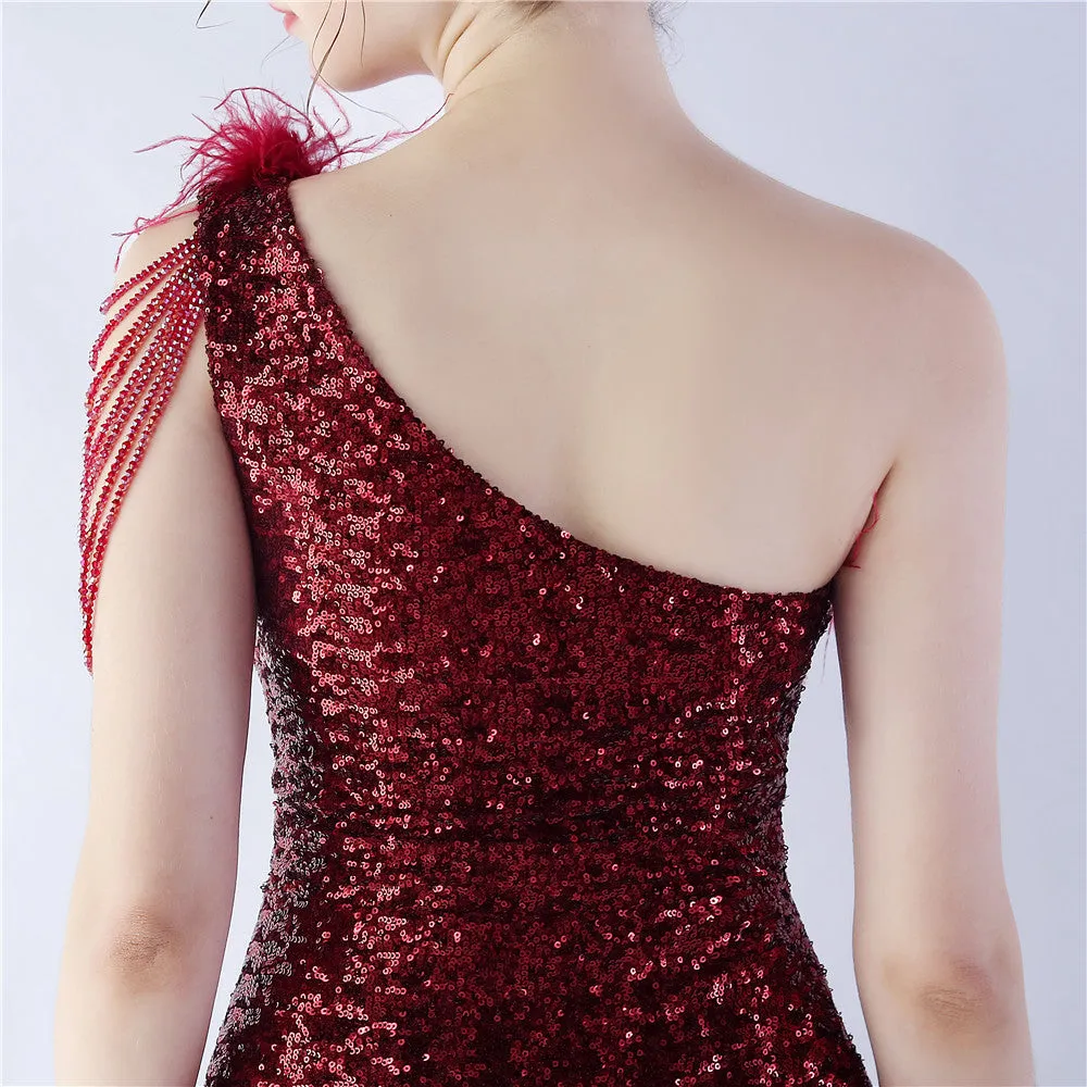 Dione-31361-Ostrich Fur Illusion Beaded Formal Dress