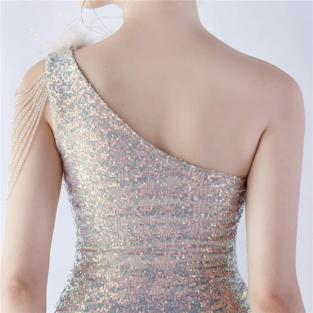 Dione-31361-Ostrich Fur Illusion Beaded Formal Dress