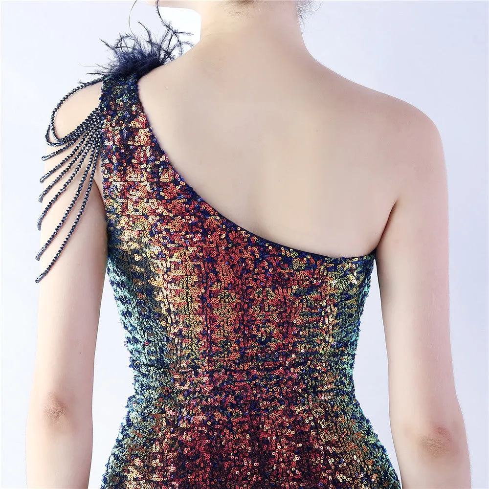 Dione-31361-Ostrich Fur Illusion Beaded Formal Dress