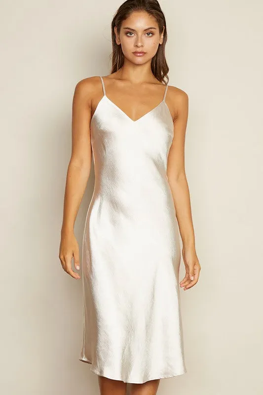 Eggshell Satin Slip Dress
