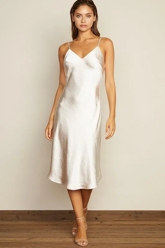 Eggshell Satin Slip Dress
