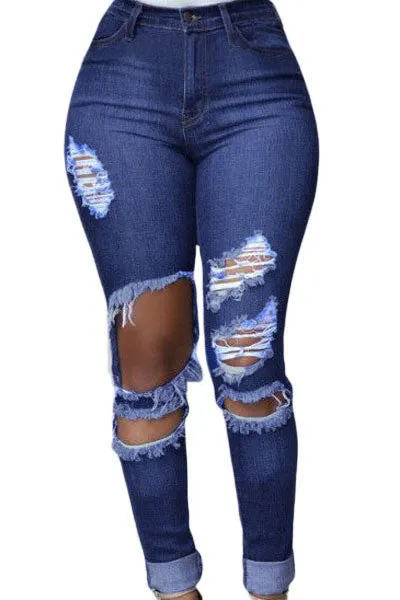 Elastic Hole Low Waist Slim Nostalgic Pencil Pants