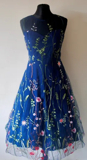 Embroidered Flower Tulle Dress