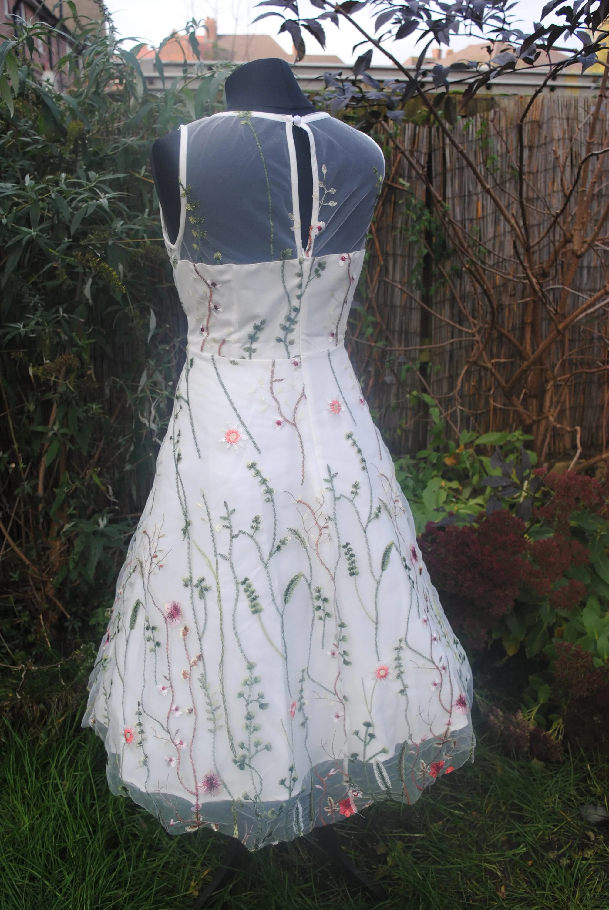 Embroidered Flower Tulle Dress