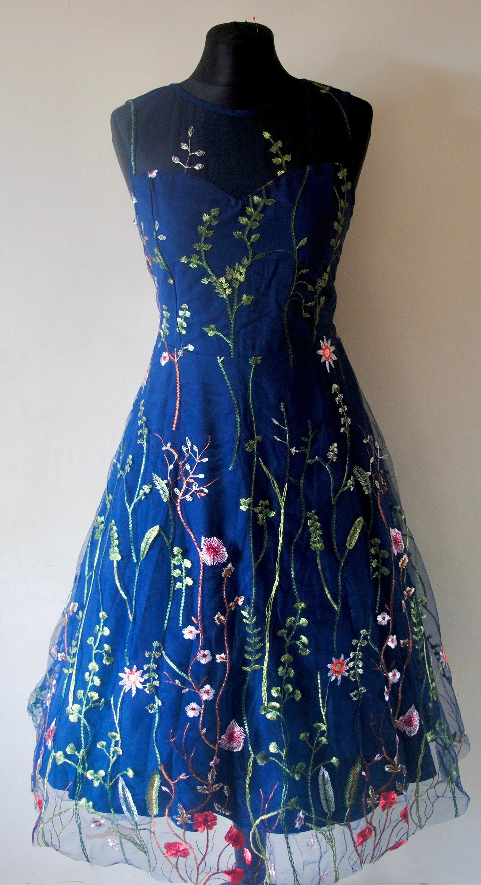 Embroidered Flower Tulle Dress