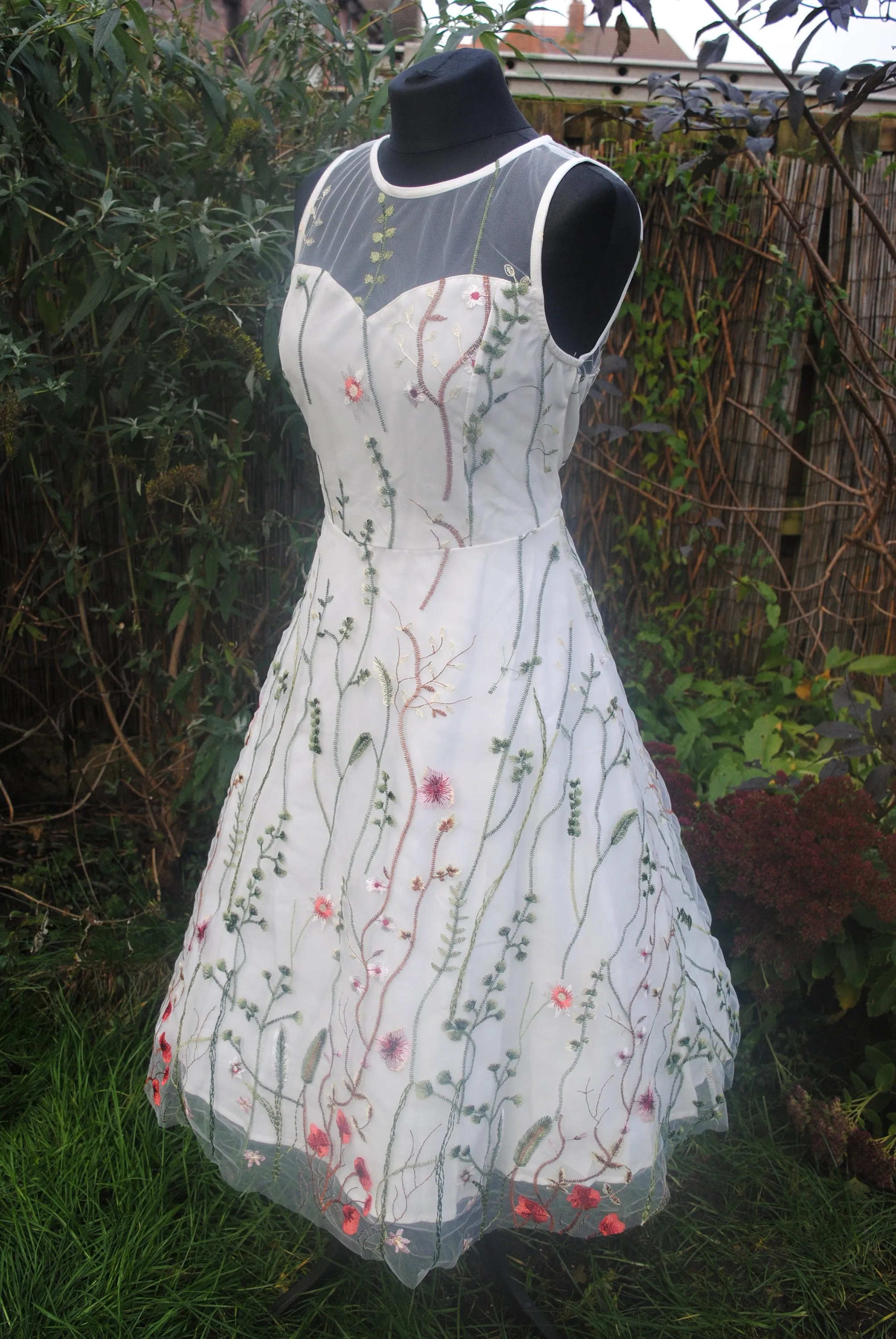 Embroidered Flower Tulle Dress
