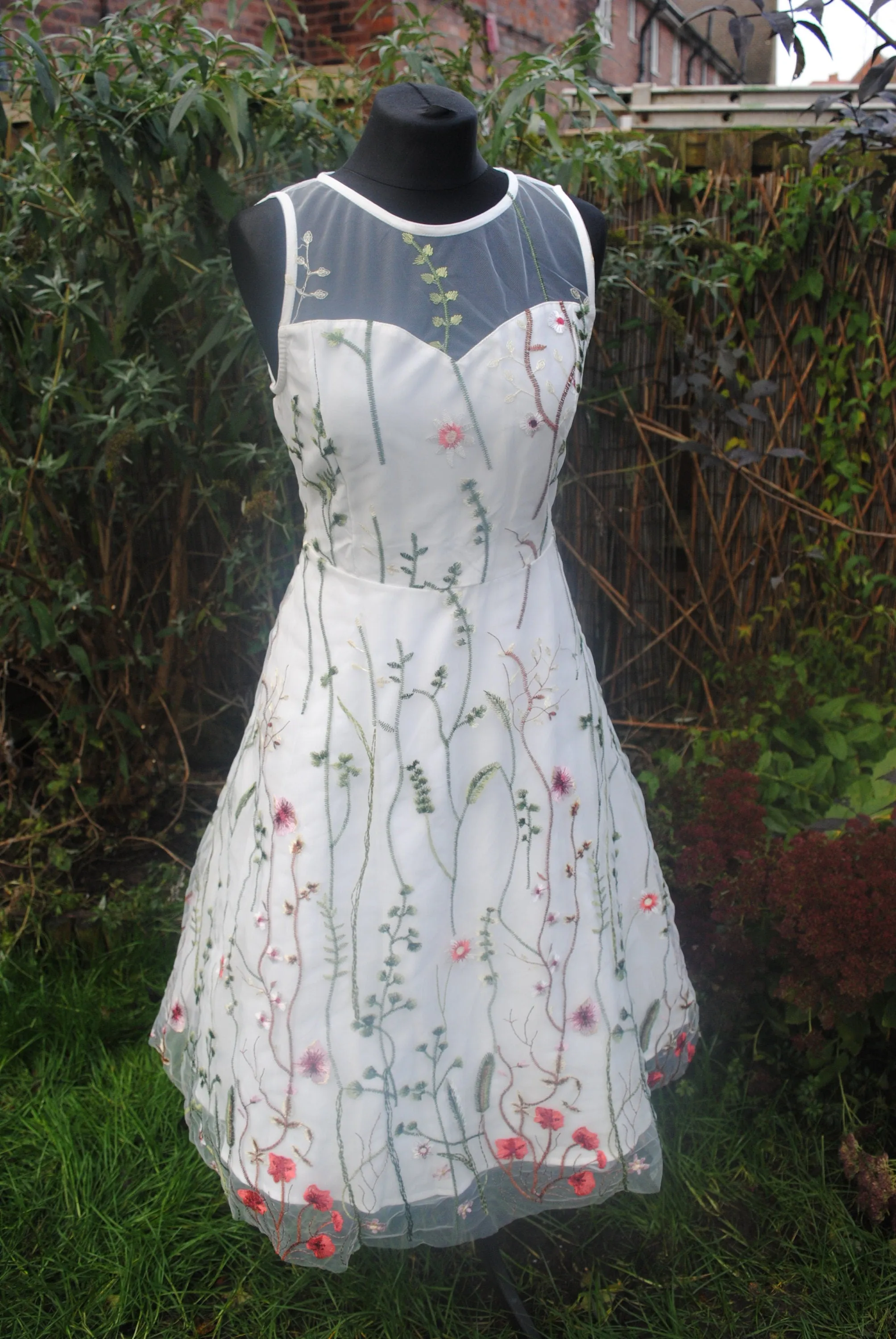 Embroidered Flower Tulle Dress