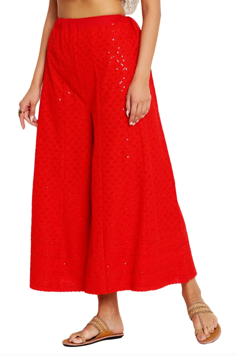 Embroidered Lucknowi Palazzo Pants