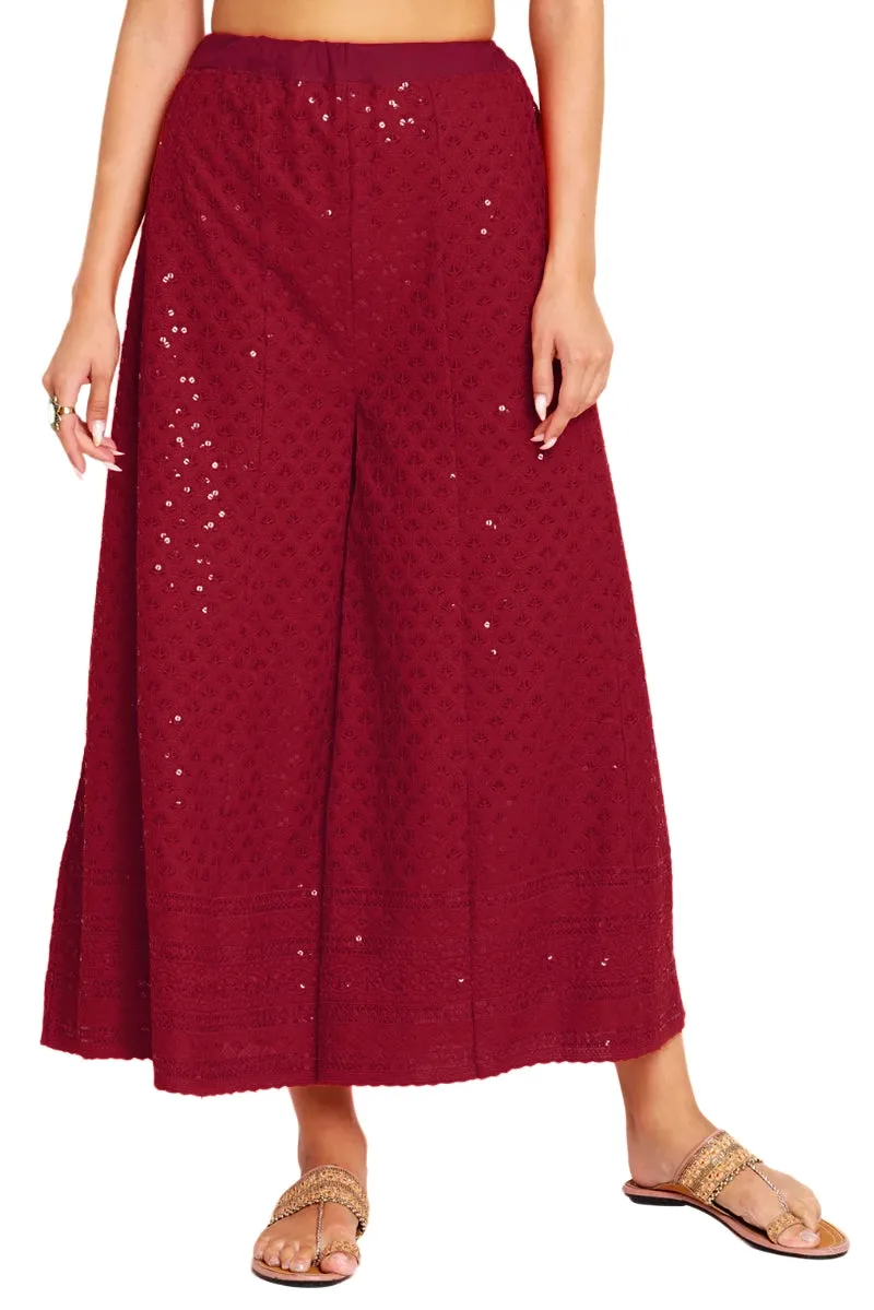 Embroidered Lucknowi Palazzo Pants