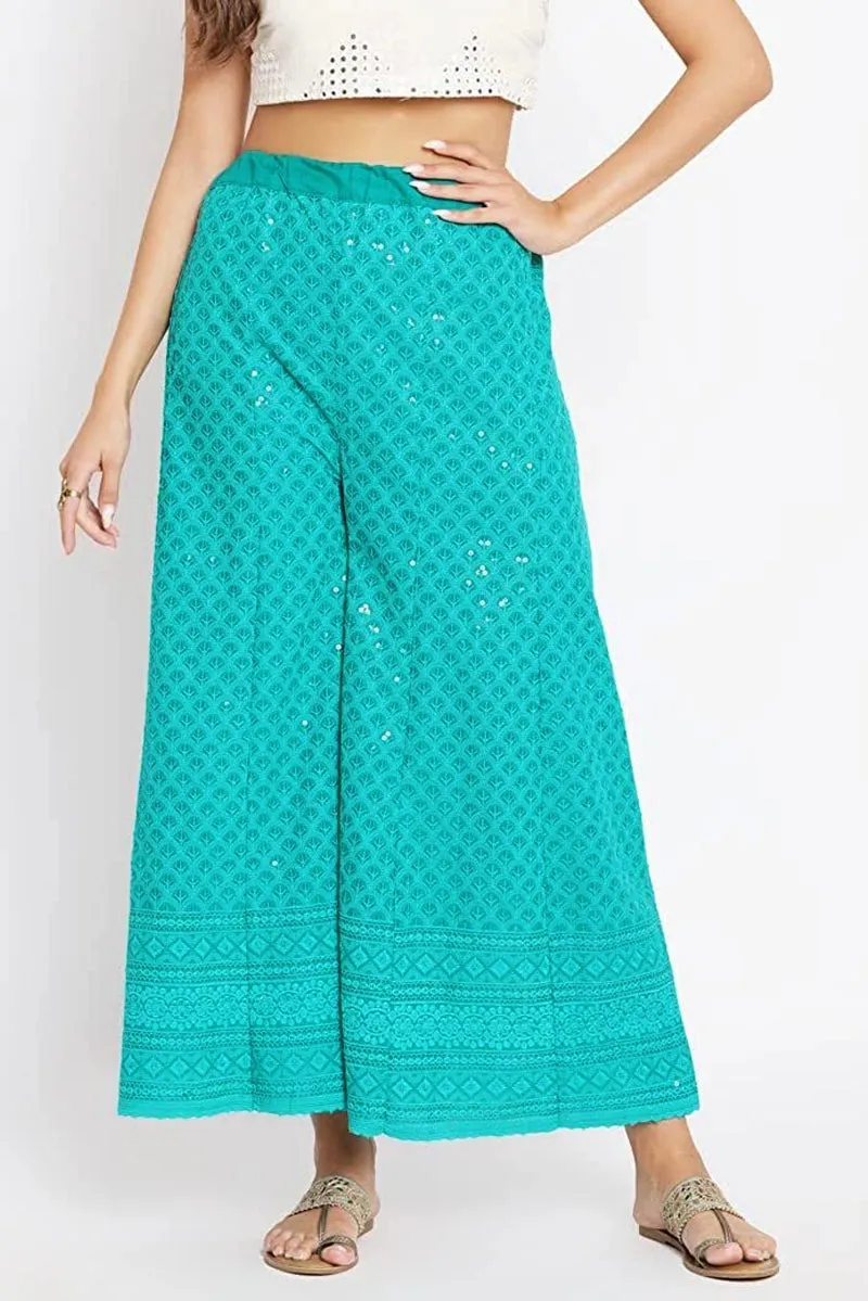 Embroidered Lucknowi Palazzo Pants