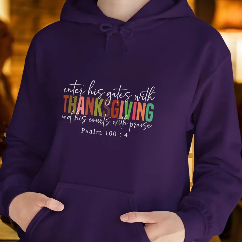 Enter His Gates With Thanksgiving  | Women's Thanksgiving Hoodie | Dark