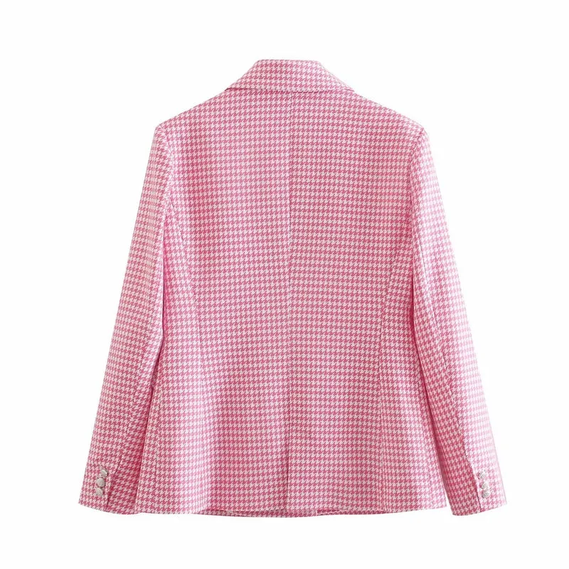 Fashion Houndstooth Slim-fit Casual Blazer