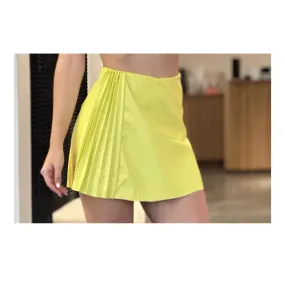 FAUX LEATHER PLEATED DETAILED SKIRT