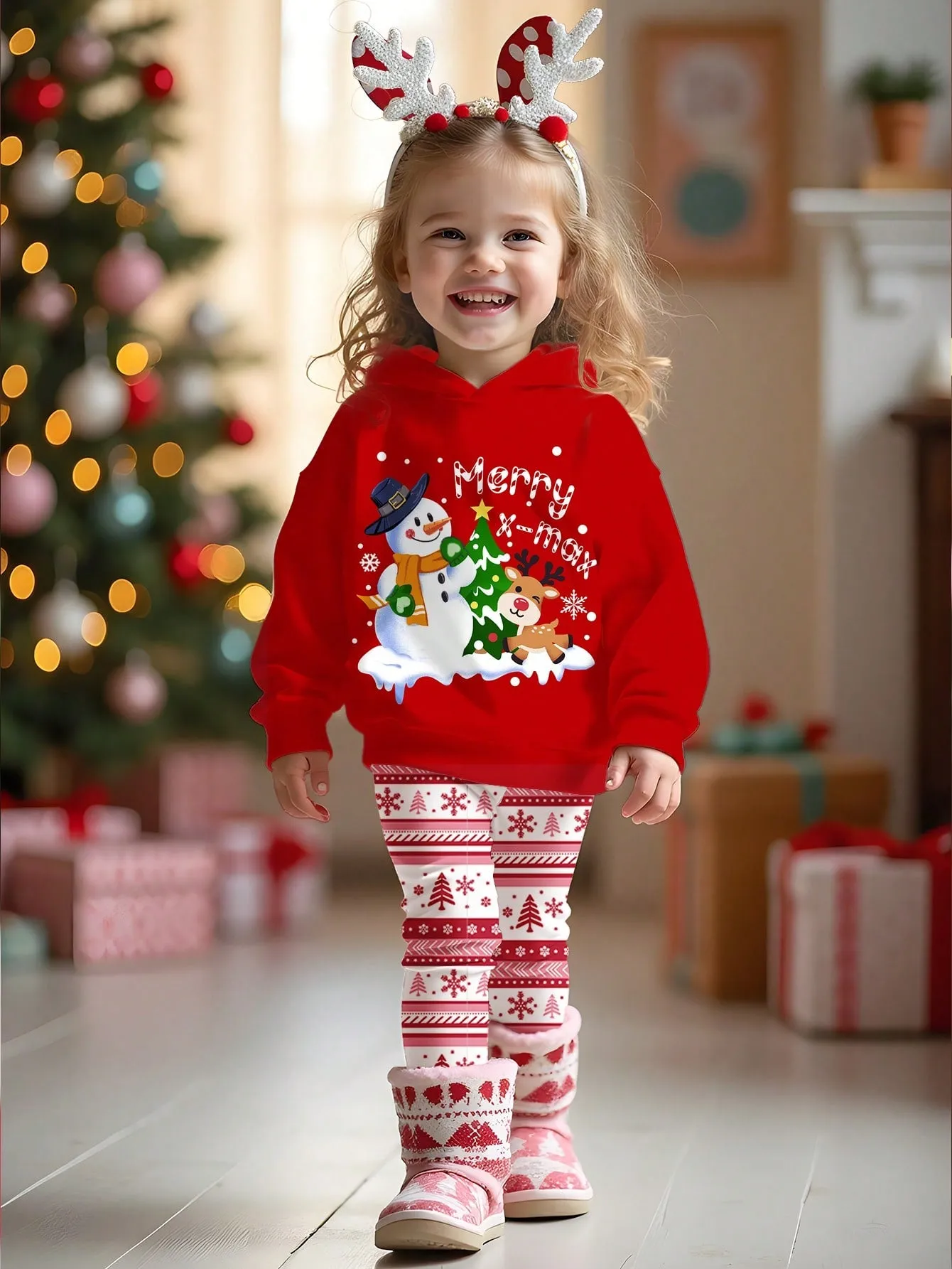 Good girl in me hoodie |SHEIN Baby Girl Christma Drop Shoulder Hoodie And Slim Fitted Pants 2-Piece Set, Clothes Suitable For Autumn/Winter