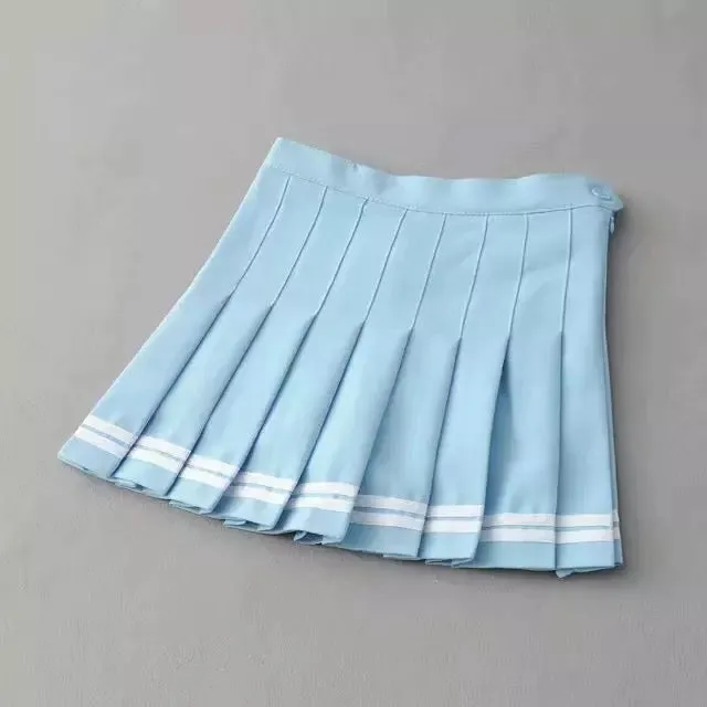 High Waist Pleated Mini Skirt